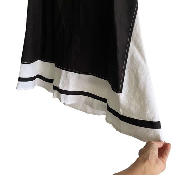 KONTRAST Linen Sleeveless Midi Maxi Colour-block Dress Black White 10 - Picture 4 of 6